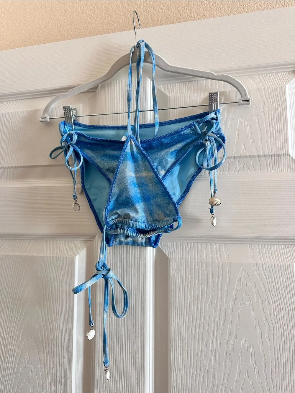 BECCA Blue Tie-Dye Triangle String Bikini Top & Bottom Set